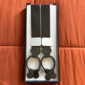 The Tie Bar Solid Satin Classic Black Loop Suspenders